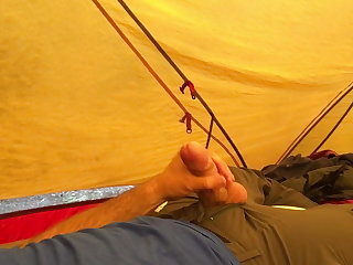 Playing in the tent while it rains.